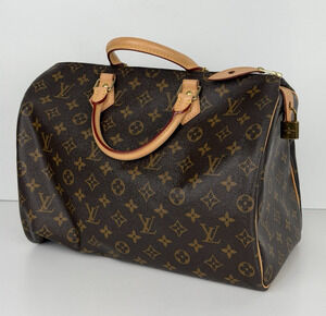 Louis Vuitton Speedy Shoulder Bag 35 Brown Coated Canvas & Leather Trim 2018 S